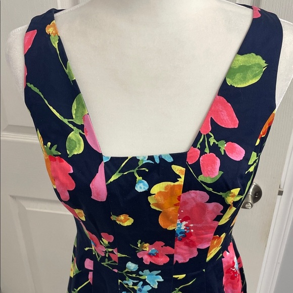 Floral Sleeveless Dress Box Pleats Princess Seams Crew Neckline Size 4 - Picture 3 of 10